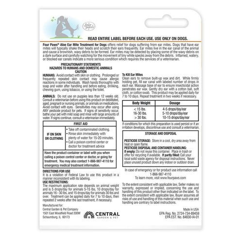 4Paws Healthy Promise Aloe Ear Mite Treatment For Dogs - Poudre Pet & Feed Supply 3